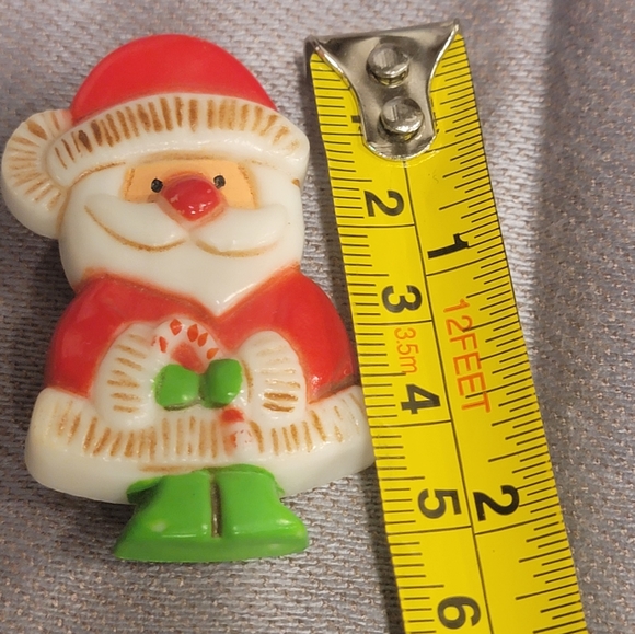 Three Vintage Christmas Pins/Brooches, Tree, Candle, Santa - Picture 12 of 12